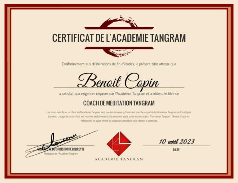 certificat de coach en méditation tangram